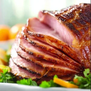 Crockpot spiral ham glazed with brown sugar and pineapple