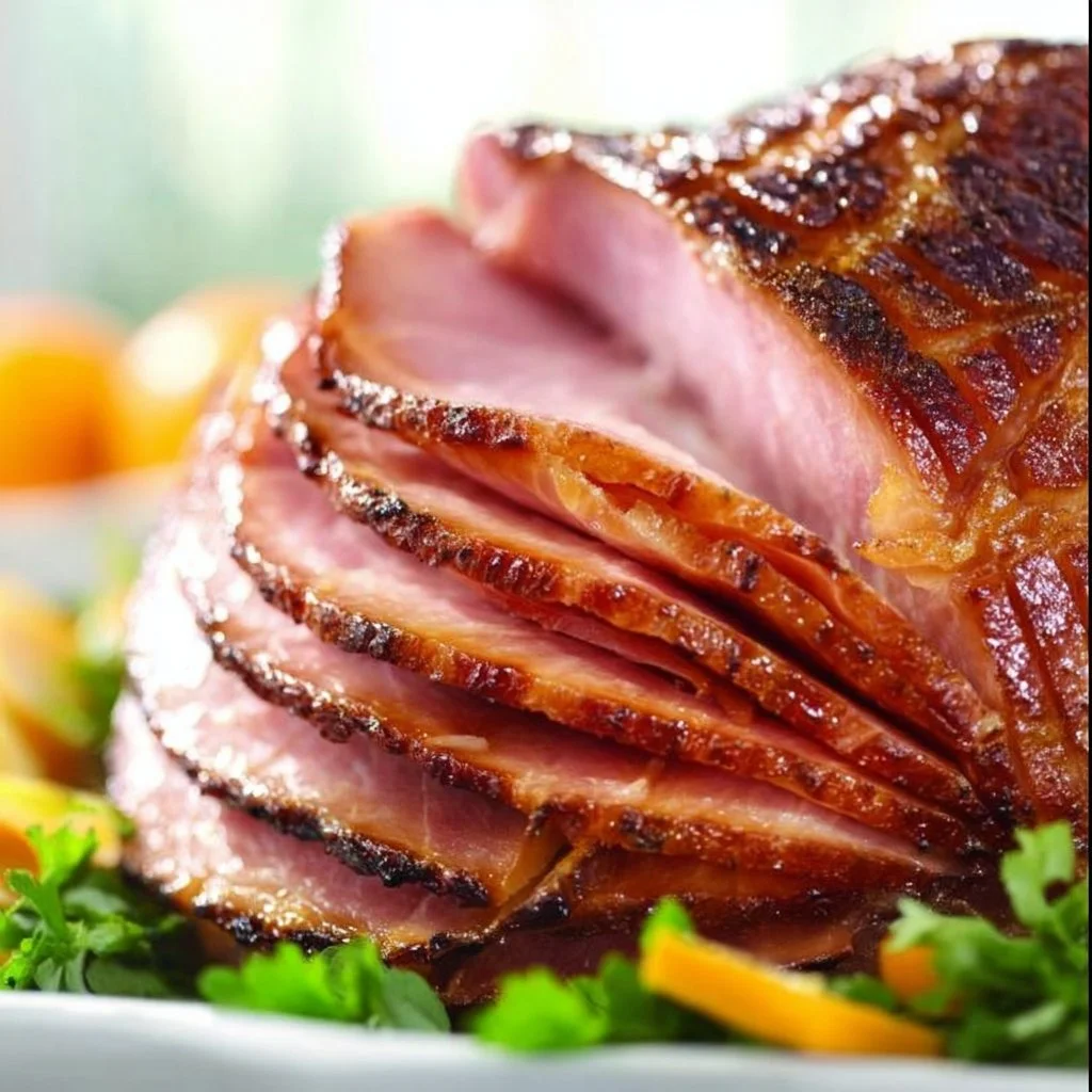 Crockpot spiral ham glazed with brown sugar and pineapple