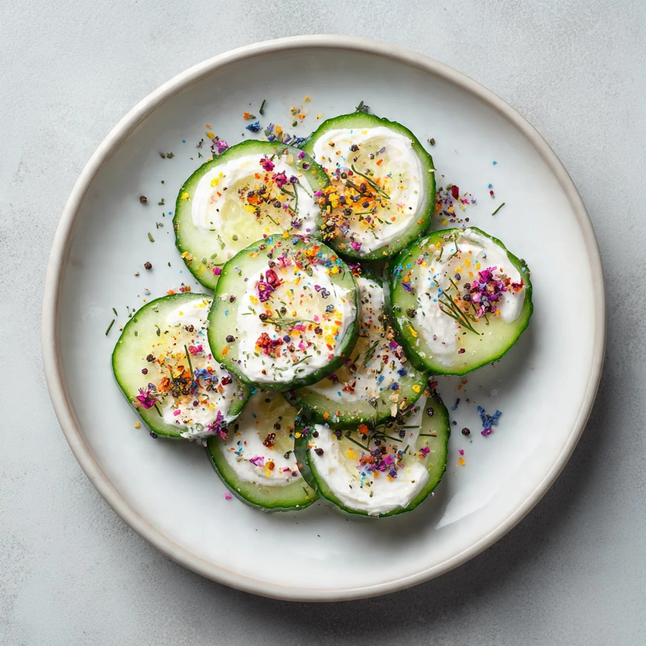 Delicious cucumber cream cheese bites on a platter, perfect for appetizers.