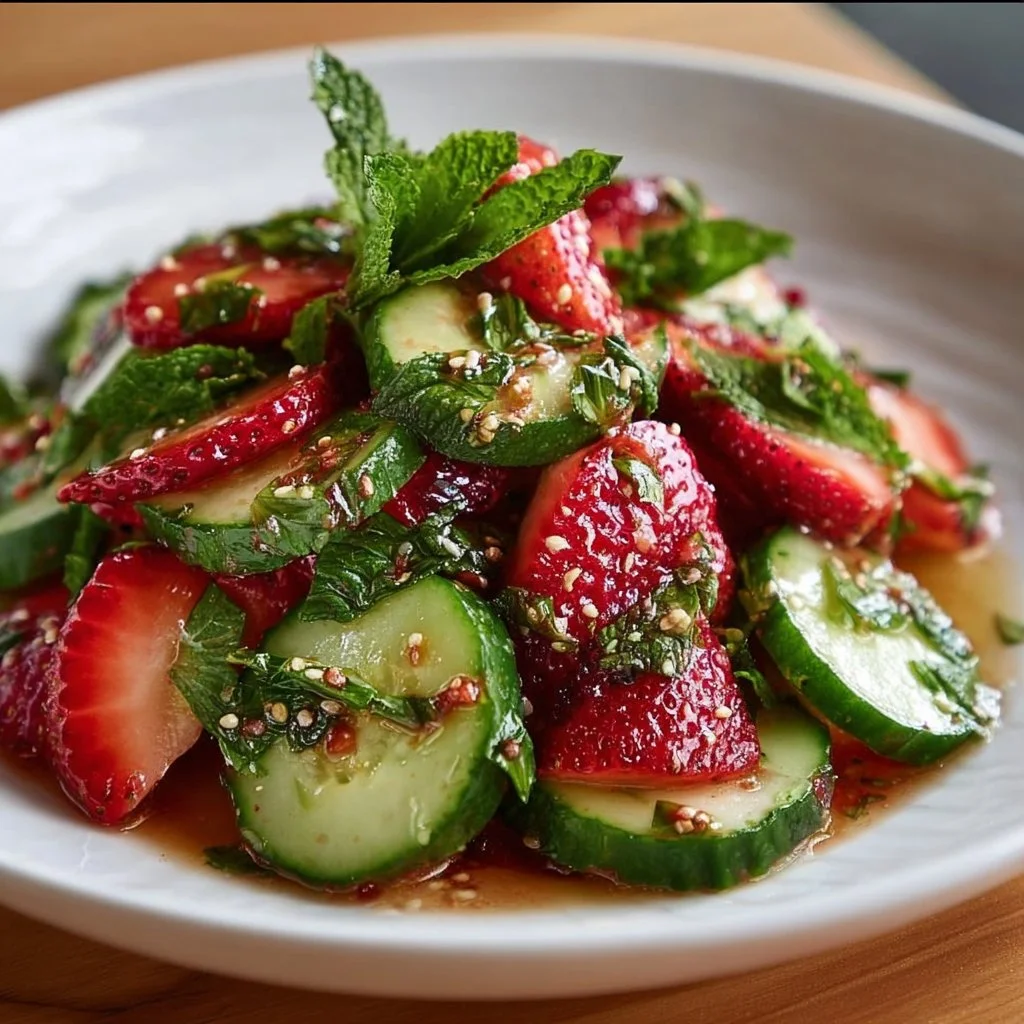 Fresh Cucumber Strawberry Salad with vibrant colors and textures
