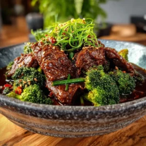 Delicious low-carb crockpot beef and broccoli dish served in a bowl