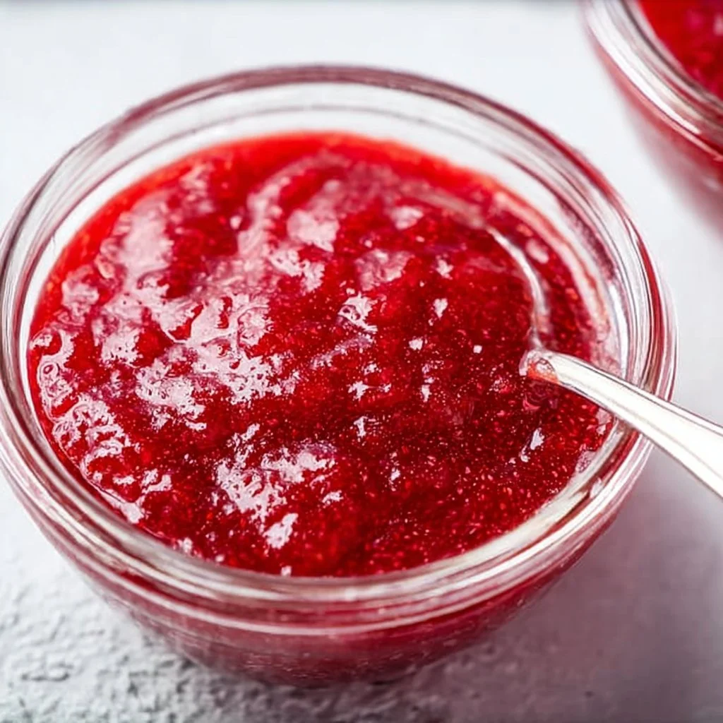 Homemade easy strawberry cake filling made with fresh strawberries and sugar.