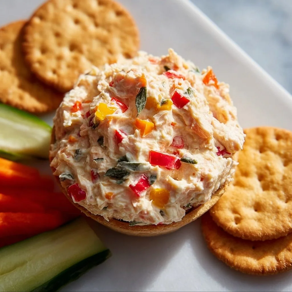 High protein easy tuna cottage cheese salad spread in a bowl