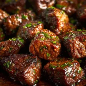 delicious garlic butter steak bites served on a plate