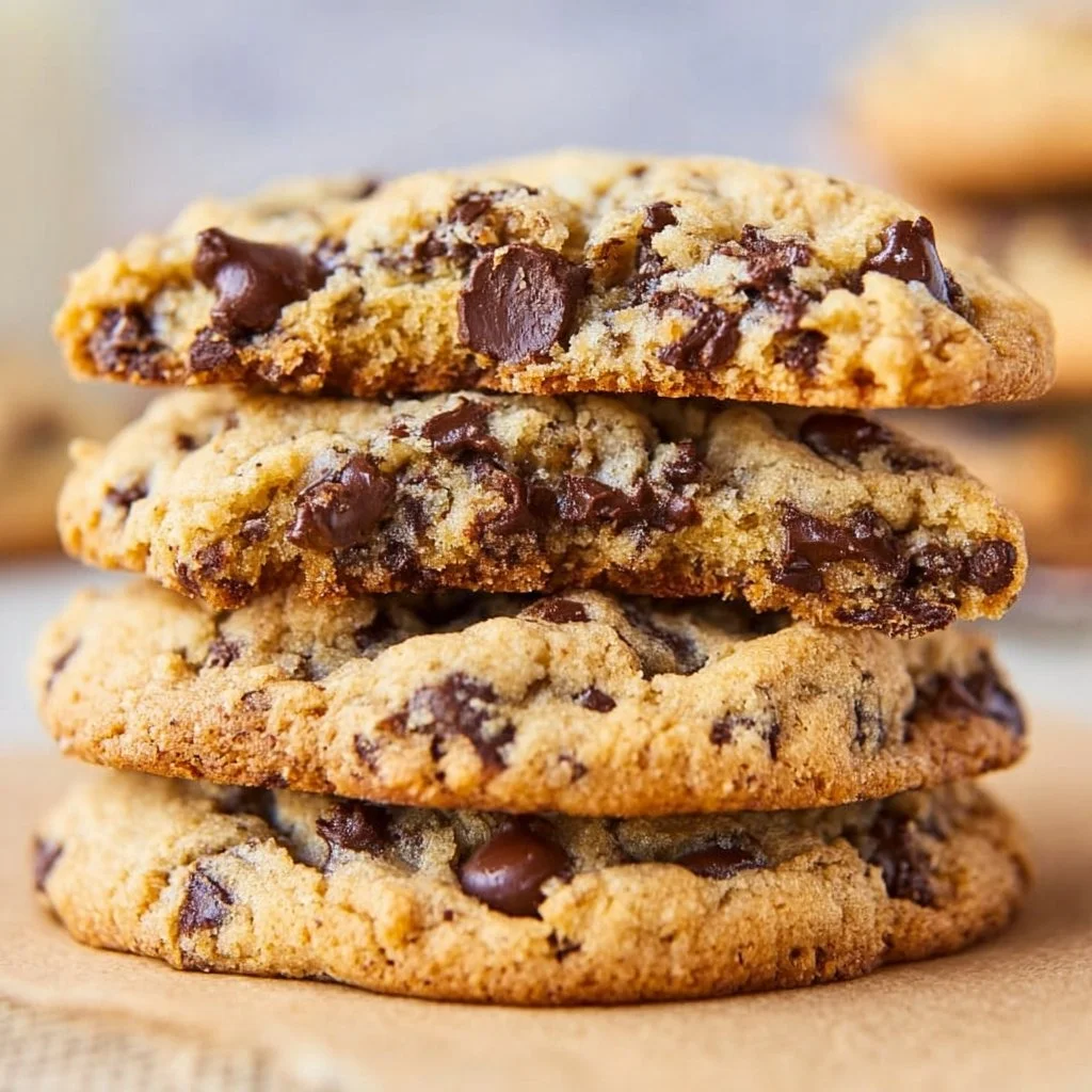 Giant Chewy Keto Chocolate Chip Cookies on a plate