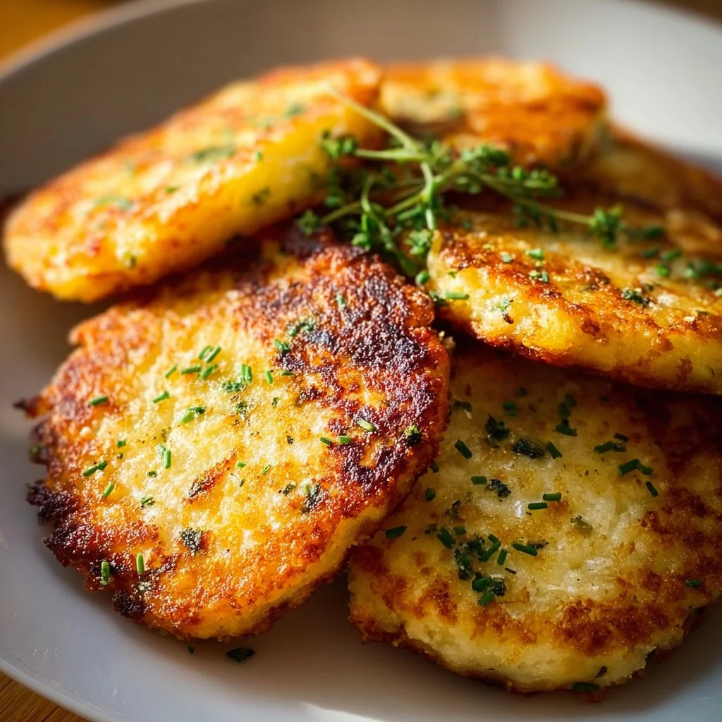 Crispy golden Irish potato cakes served on a plate