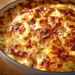 Delicious scalloped potatoes and ham dish from Ina Garten's recipe.