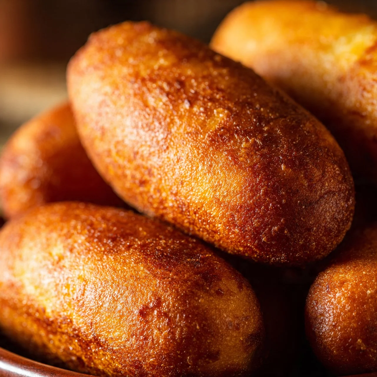 Keto air fryer corn dogs served with dipping sauce on a wooden plate.