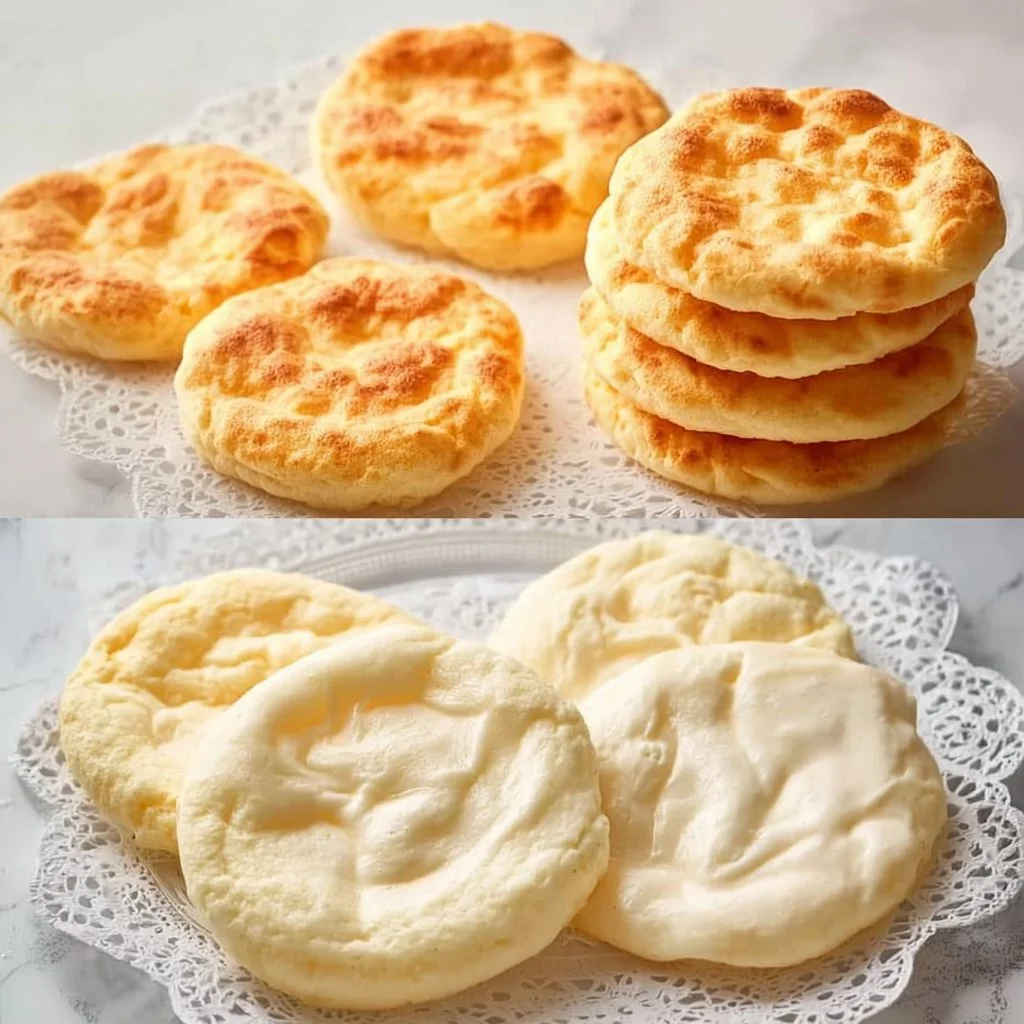 Golden-brown low-carb bread rolls on a wooden cutting board.