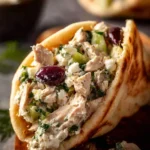 Mediterranean Chicken Salad with colorful veggies, grilled chicken, and dressing