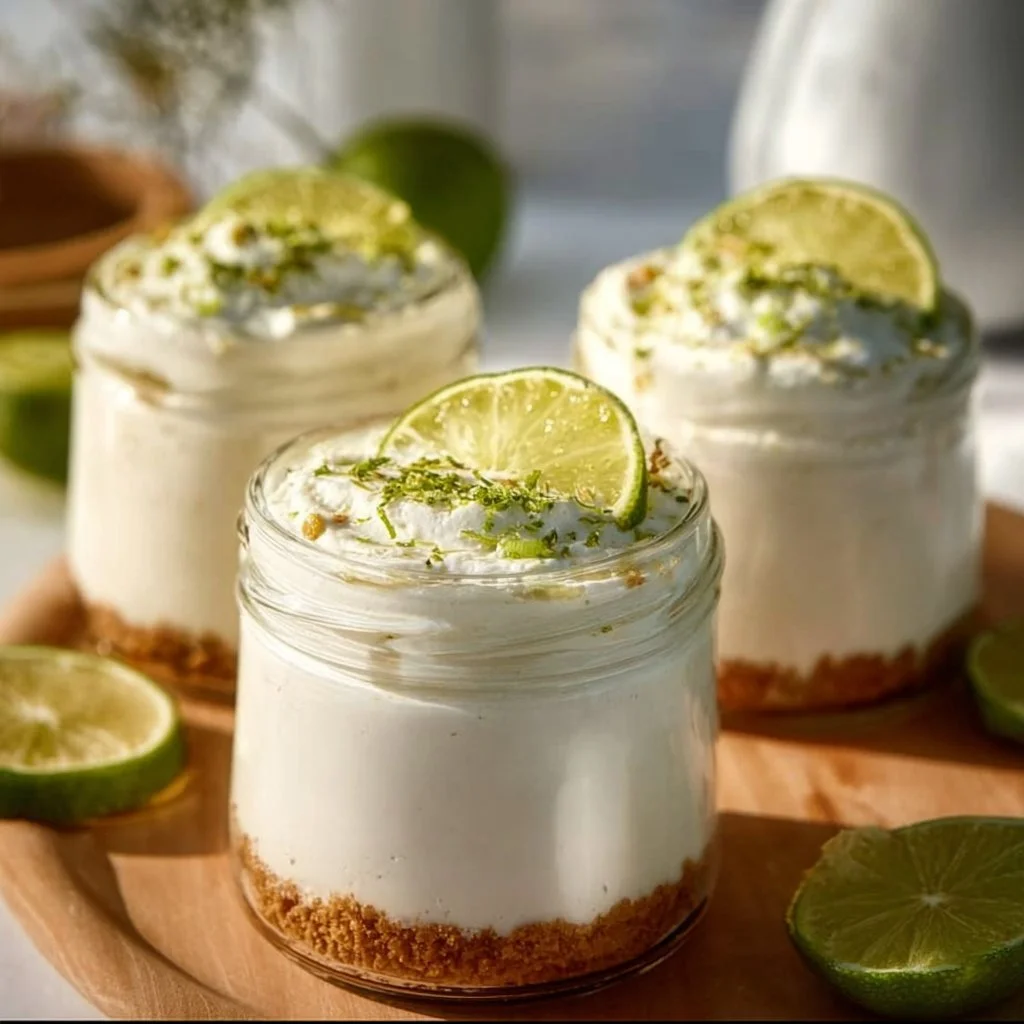 No Bake Key Lime Pie Cottage Cheesecake Jars dessert in jars