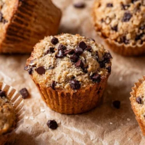 Oatmeal chocolate chip muffins baked with sourdough discard for a delicious treat