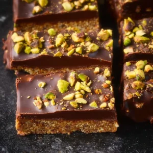 Homemade pistachio bars with green nuts and creamy texture