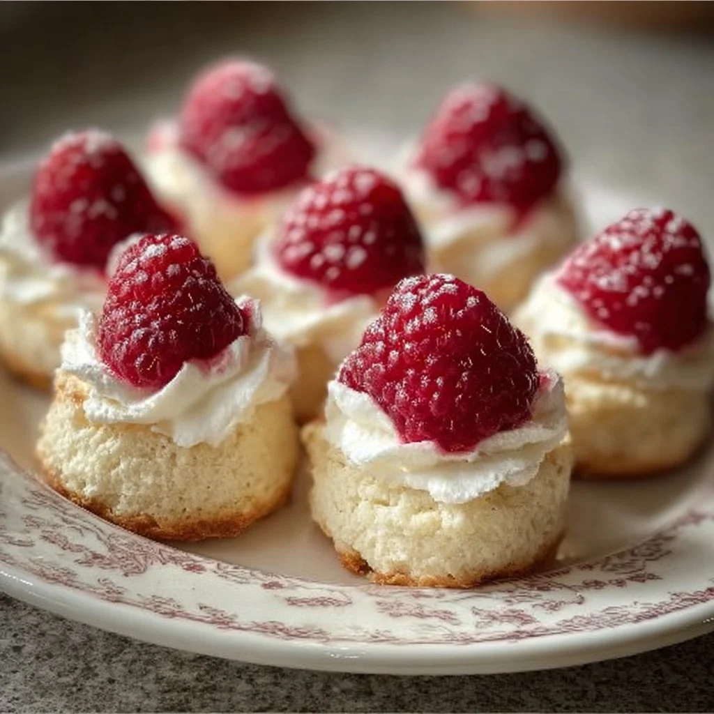 Delicious raspberry cream cheese bites on a white plate, perfect for desserts.