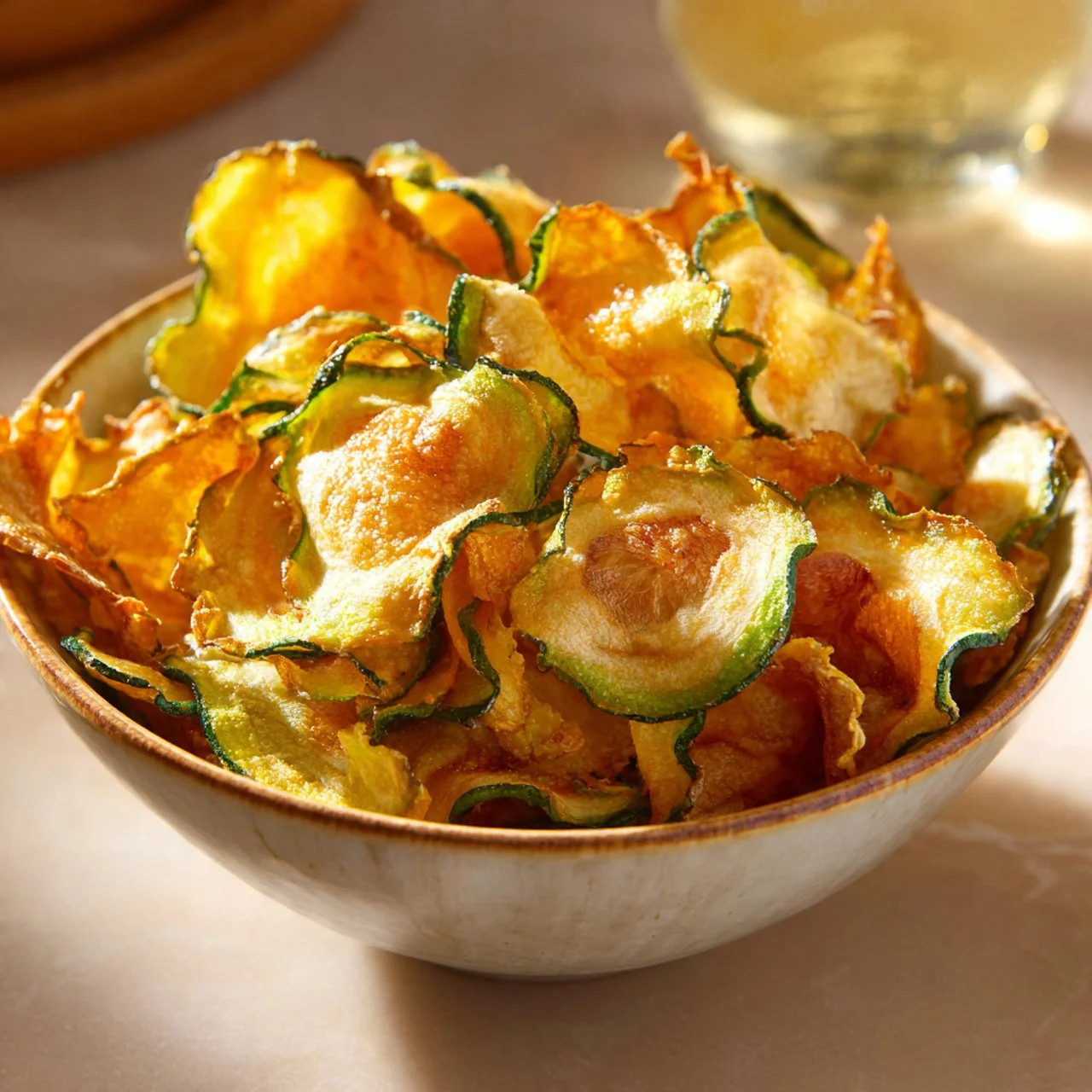 Simple salt and vinegar zucchini chips, crispy and delicious snack