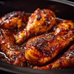 Slow Cooker BBQ Chicken Drumsticks cooked to tender perfection in 5 hours.