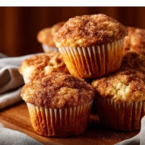 Freshly baked sourdough discard muffins with a golden crust