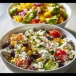 Colorful Southwest Cottage Cheese Salad with vegetables and spices in a bowl.