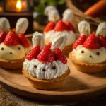 Delicious homemade Strawberry Cheesecake Tarts topped with fresh strawberries.