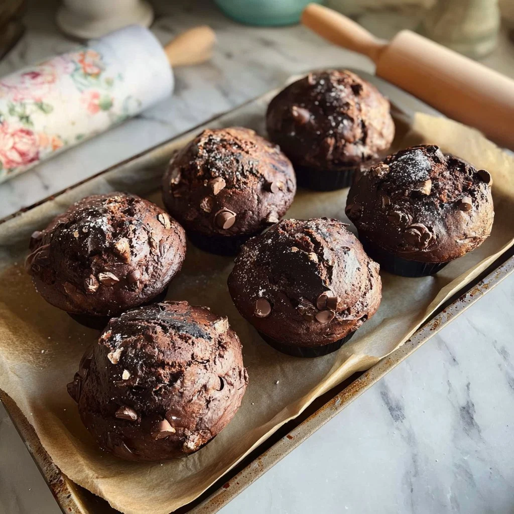 Delicious triple chocolate mini loaves ready to be served
