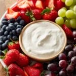 Creamy yogurt fruit dip served with fresh fruits