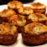 Air Fryer Stuffed Mushrooms filled with creamy cheese and herbs