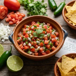 Fresh and zesty Pico de Gallo ingredients, chopped and ready to serve.