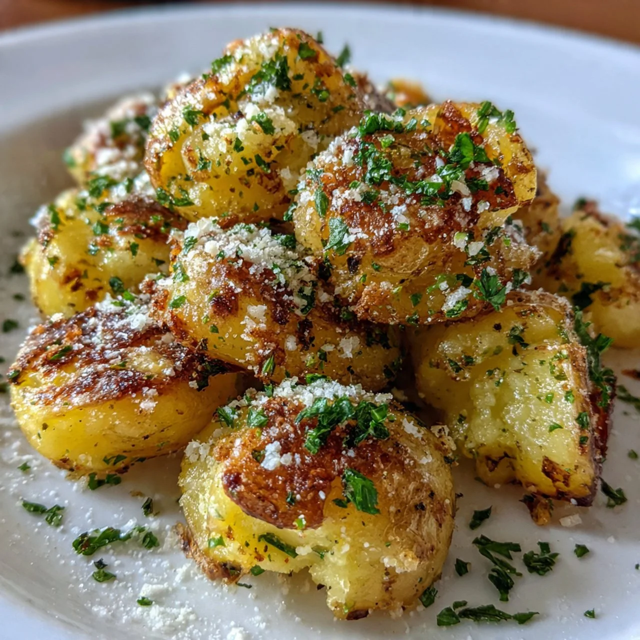 Garlic Parmesan Smashed Potatoes