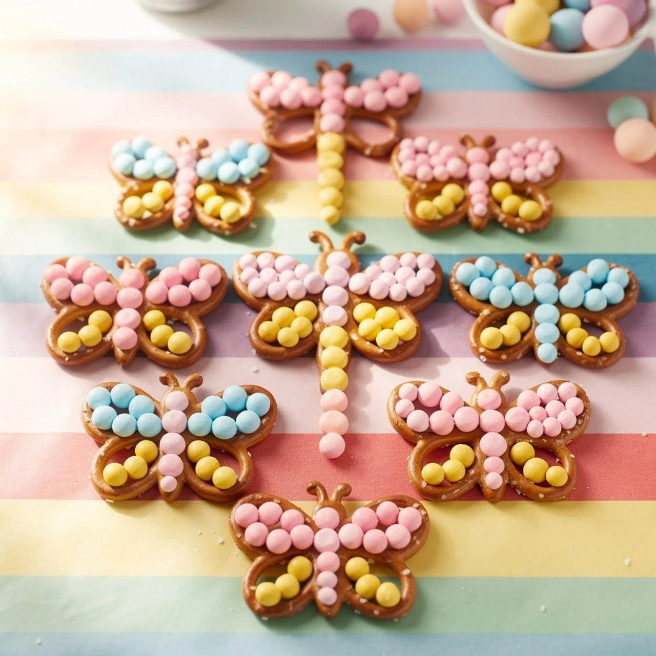 Rainbow Dragonfly Pretzels