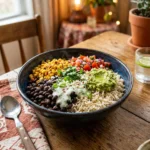 Delicious Black Bean and Rice Bowl with Cilantro Lime Yogurt Sauce