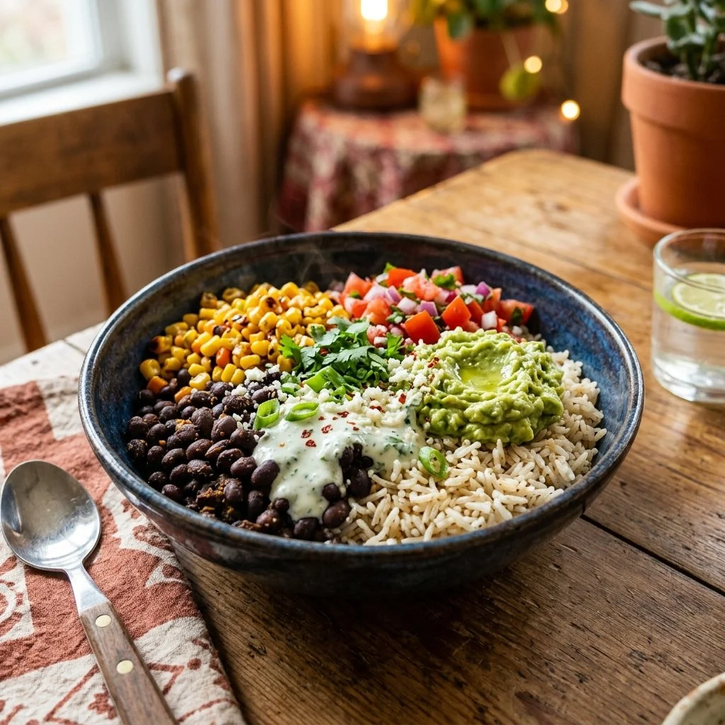 Delicious Black Bean and Rice Bowl with Cilantro Lime Yogurt Sauce
