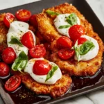 Crispy Parmesan-Basil Chicken Cutlets served on a plate with herbs