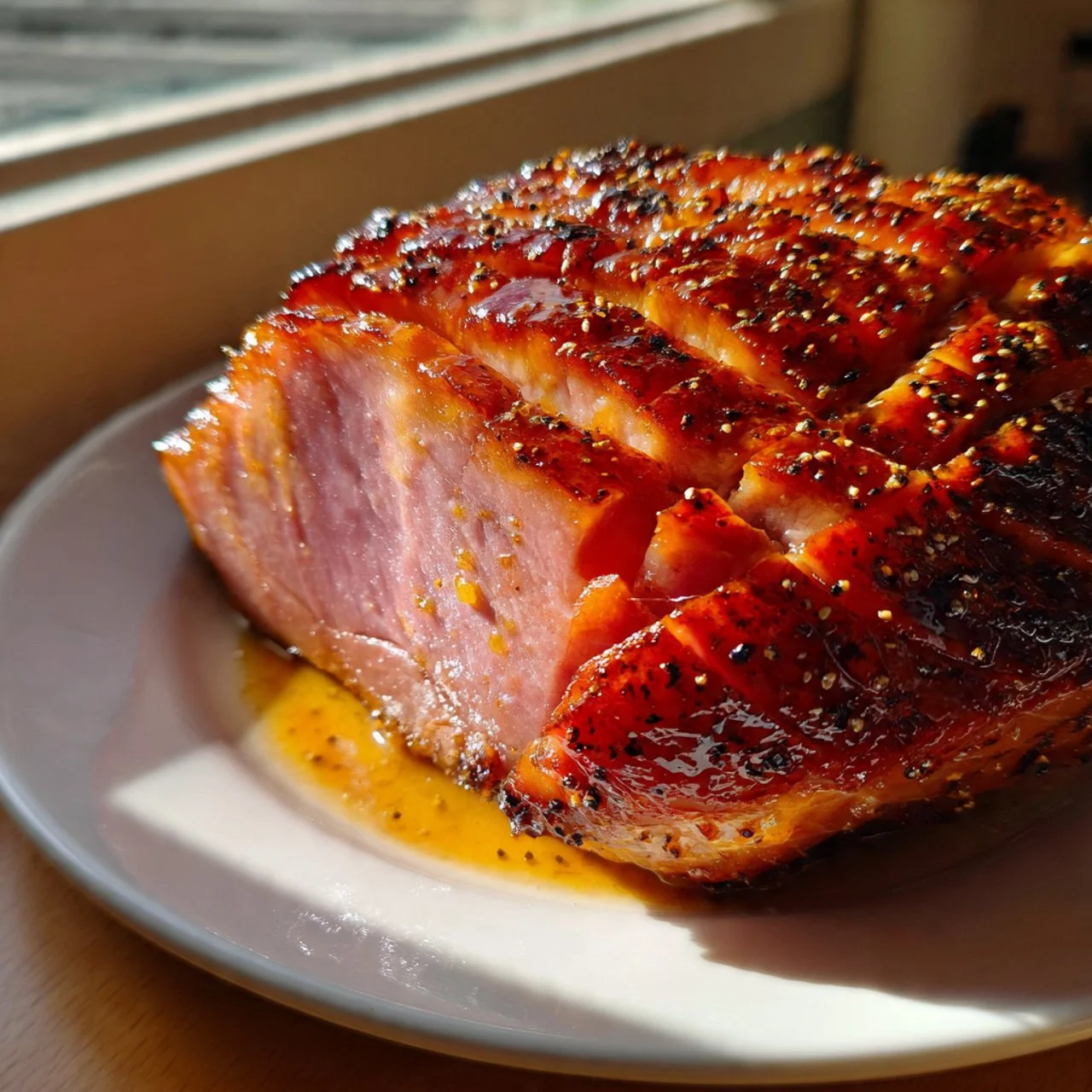 Delicious Crockpot Glazed Ham ready to serve on a festive table