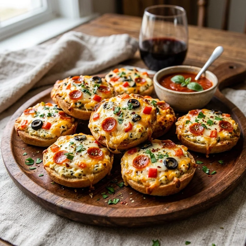 Delicious cottage cheese pizza bites served on a plate.