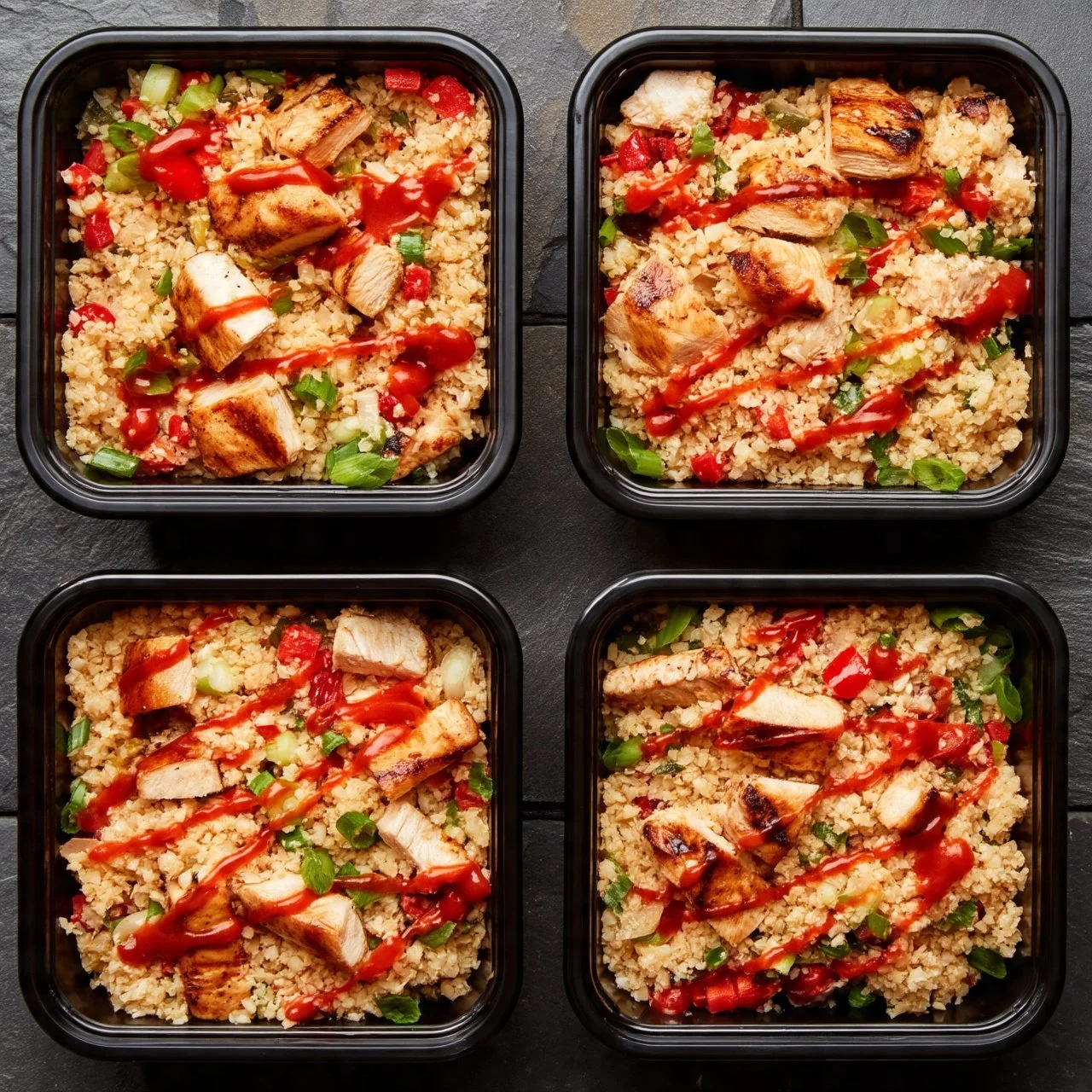 Bowl of easy cauliflower rice garnished with fresh herbs