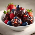 A bowl of frozen yogurt clusters with colorful toppings, showcasing a delicious dessert.