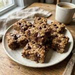 Healthy chocolate chip oatmeal bars with oats and chocolate chips