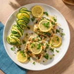 Keto Baked Mahi Mahi served with vegetables and herbs