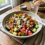 Colorful Mediterranean Chopped Salad with fresh vegetables and herbs