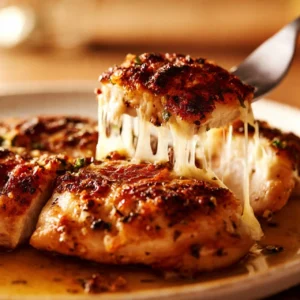 Delicious million dollar baked chicken breast fresh out of the oven