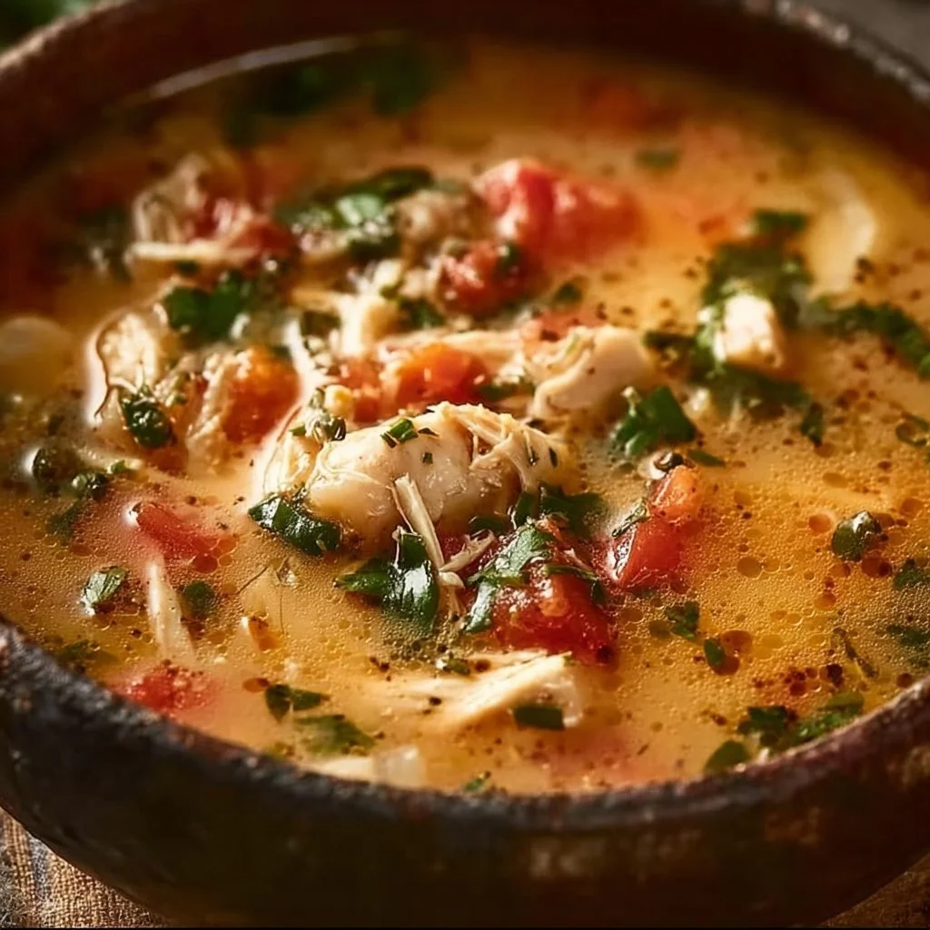 Bowl of Million Dollar Soup with a garnish, showcasing its richness and flavor