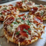Variety of colorful mini pizzas on a wooden serving board