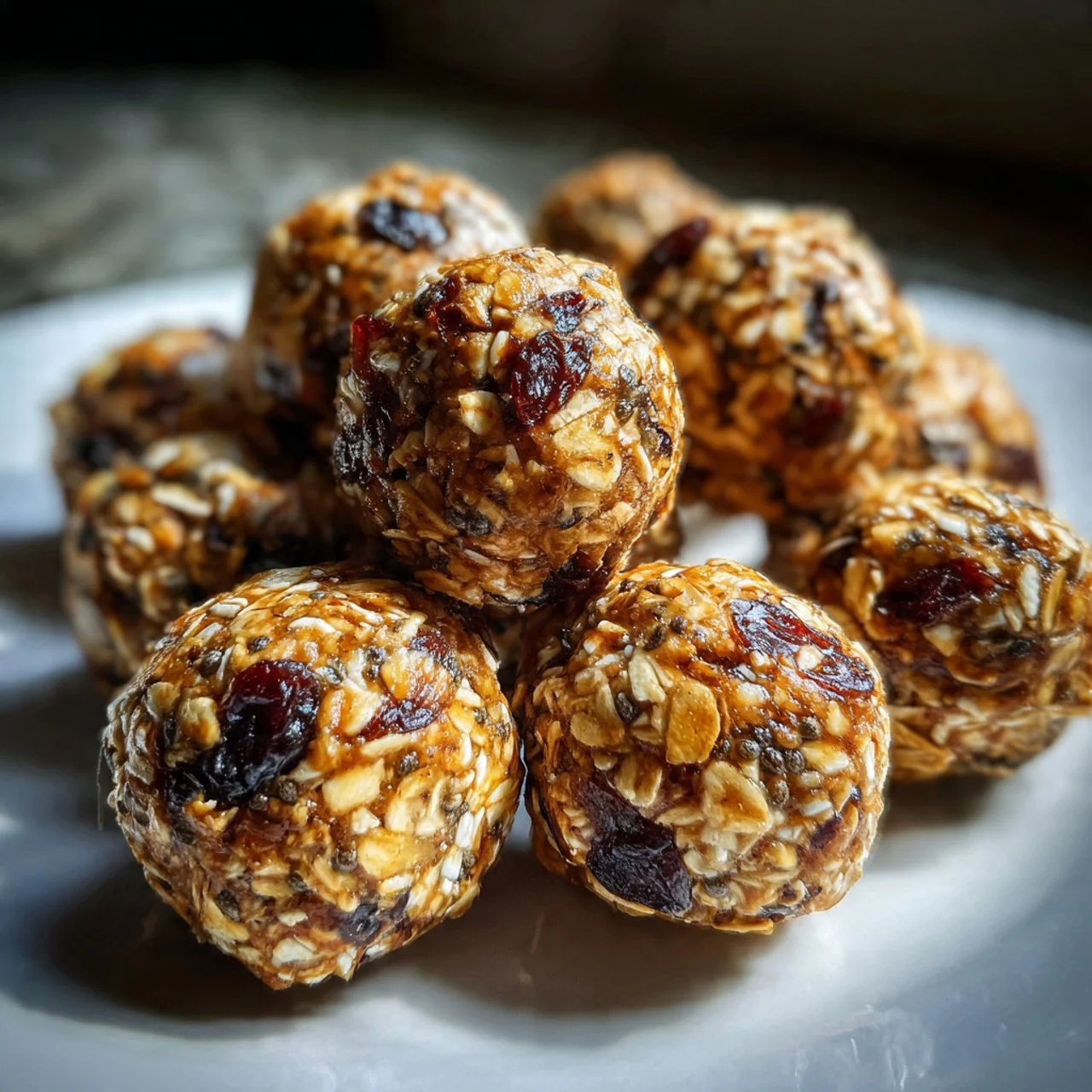 Healthy Oatmeal Raisin Energy Bites ready to eat