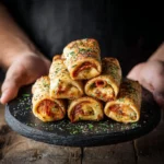 Delicious homemade pepperoni pizza rolls served on a plate