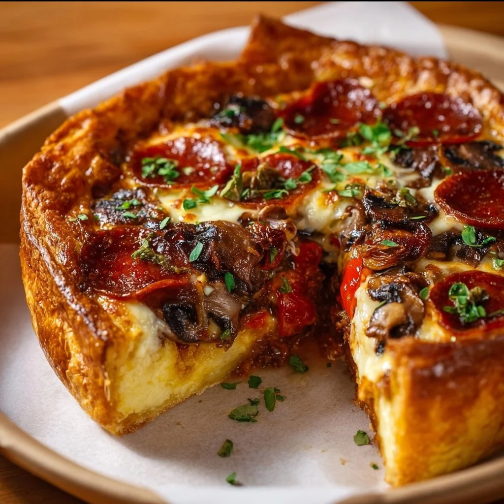 Delicious homemade Pizza Pot Pie fresh out of the oven