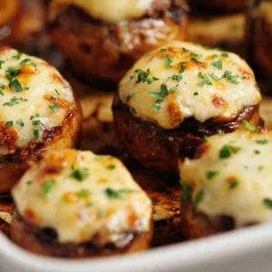 Delicious Olive Garden stuffed mushrooms served on a plate.