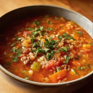 Delicious Slow Cooker Golumpki Soup served in a bowl