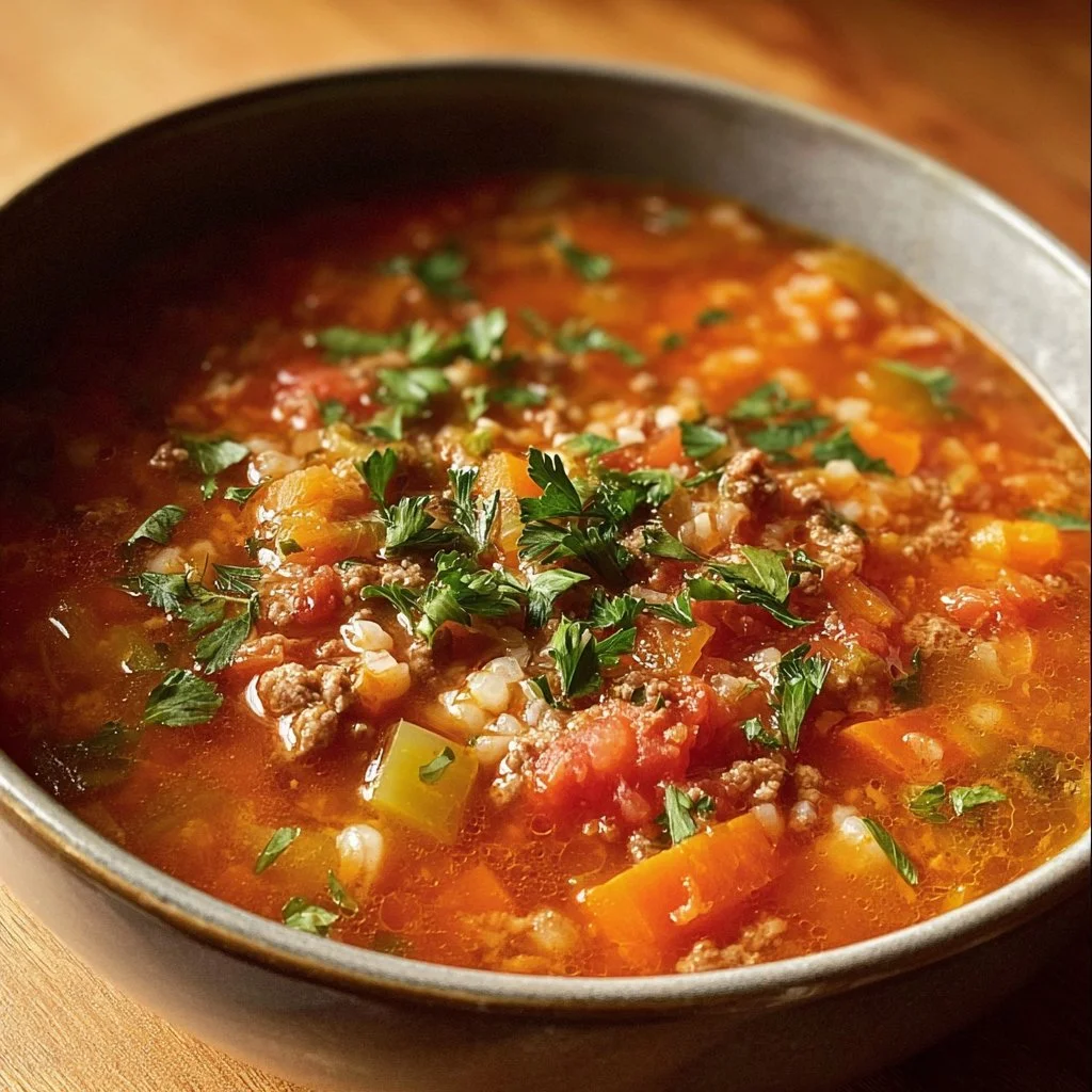 Delicious Slow Cooker Golumpki Soup served in a bowl