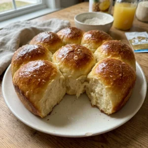 Freshly baked Sourdough Discard Hawaiian Rolls on cooling rack