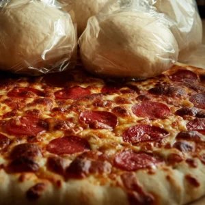Fresh sourdough pizza dough made using sourdough discard.